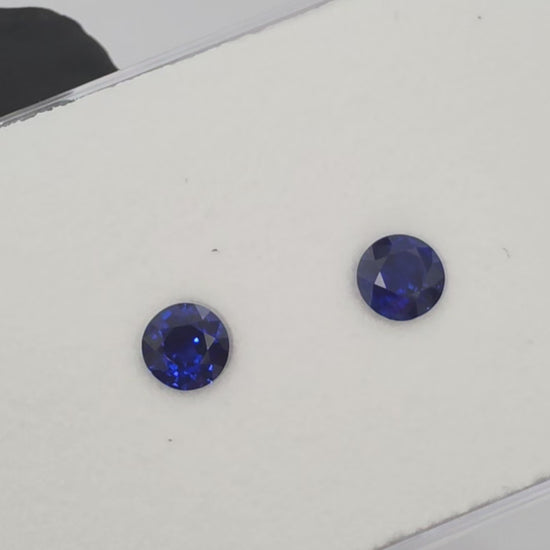 natural royal blue sapphire pair of round gemstones