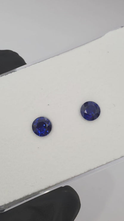 natural royal blue sapphire pair of round gemstones