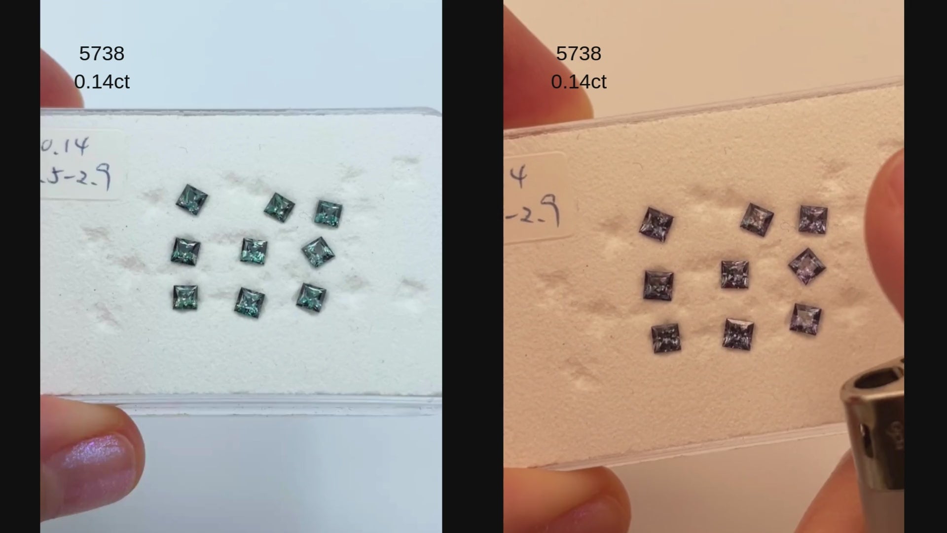 High quality alexandrite color change gemstones princess cut