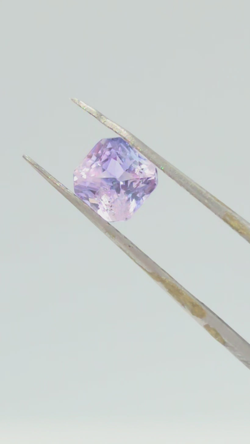 bi-colored pink and purple cotton candy sapphire ascher cut