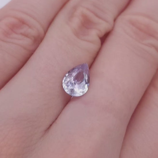 2.08ct light purple silver pear cut sapphire no heat