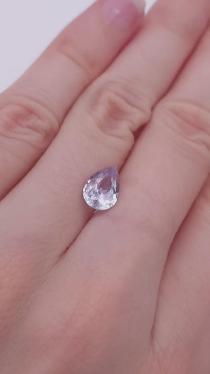 2.08ct light purple silver pear cut sapphire no heat
