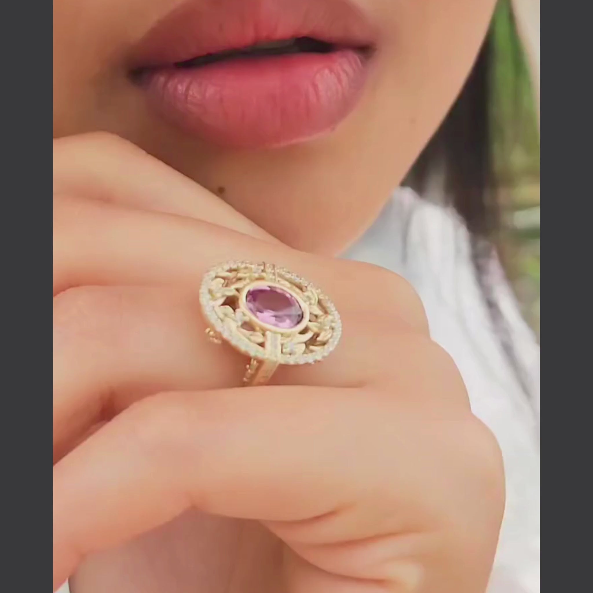 floral shield art deco style engagement ring 