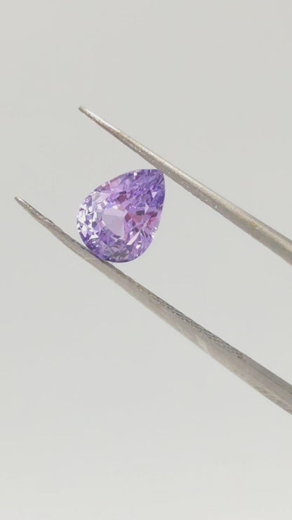Pear cut purple sapphire 2cts, natural stone, no heat
