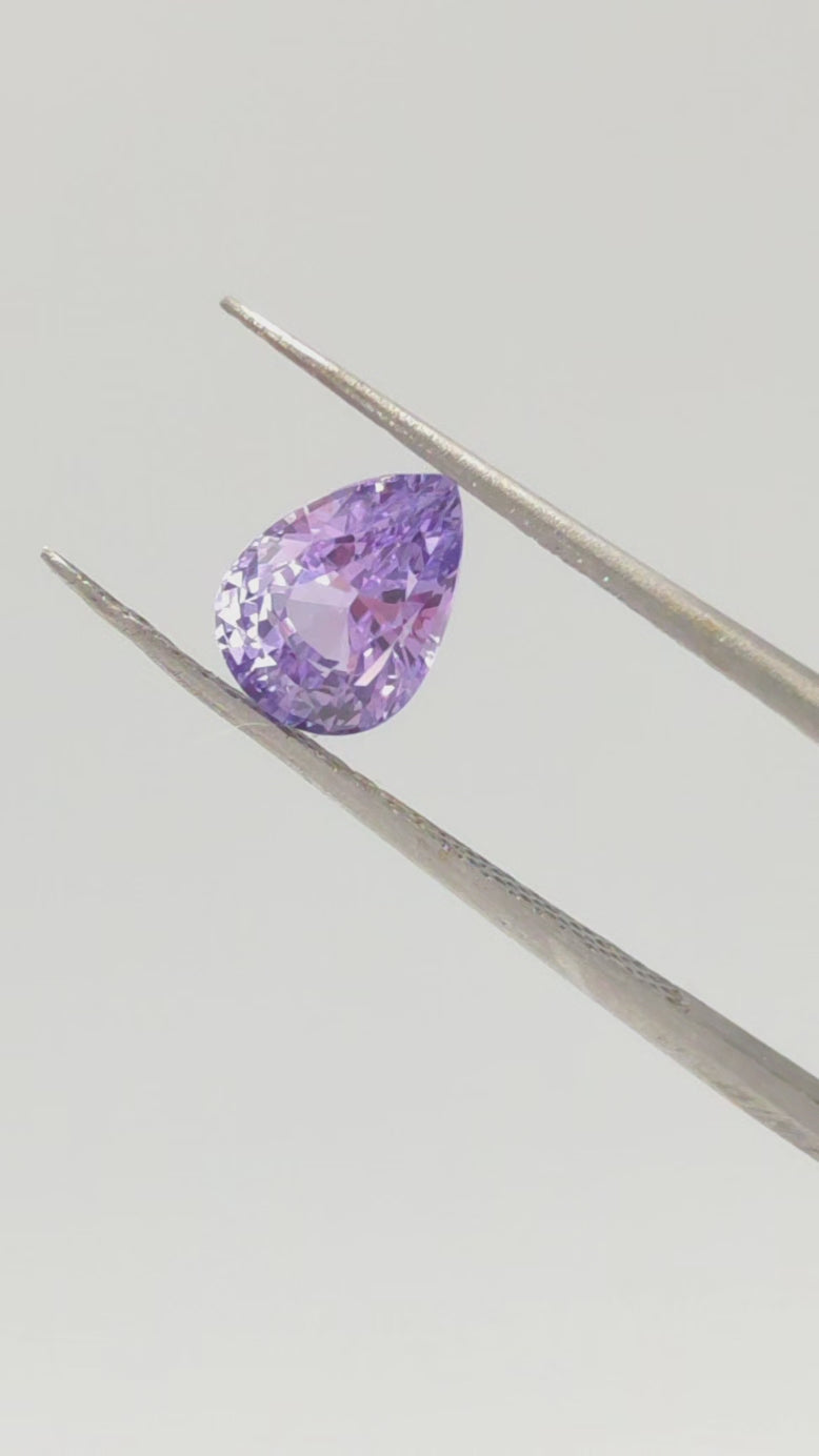 Pear cut purple sapphire 2cts, natural stone, no heat
