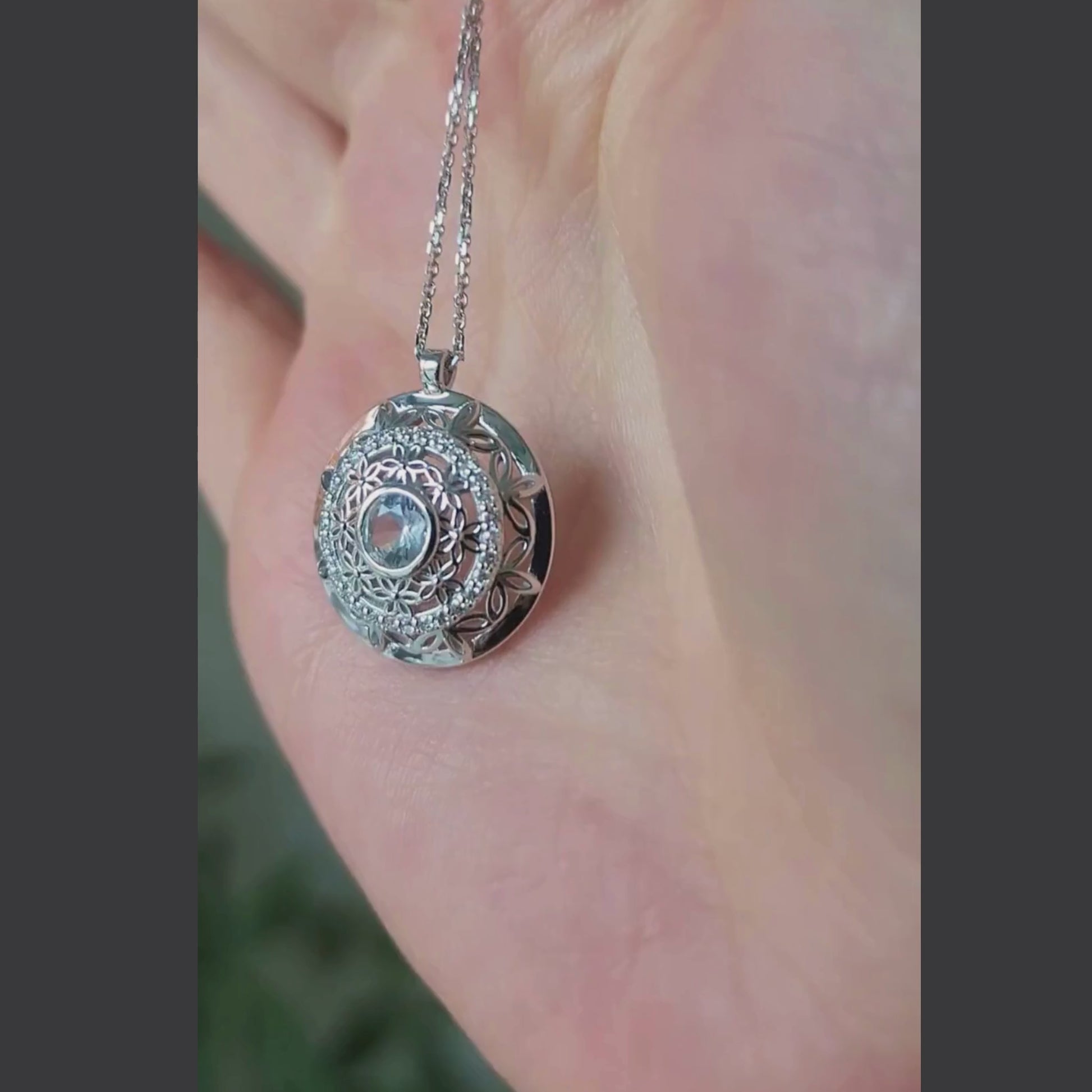 White Sapphire medallion with floral mandala