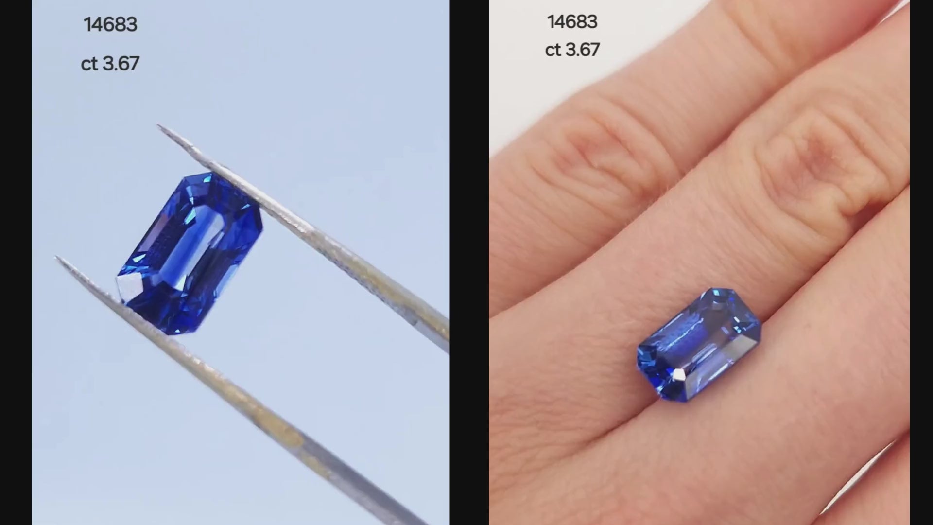 3.67 carat emerald cut natural blue sapphire, cut corners