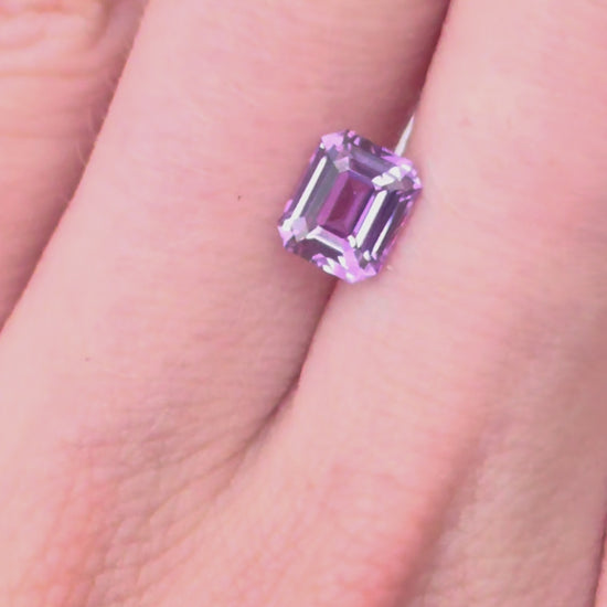 Purple emerald cut sapphire stone, no heat. 1.5cts