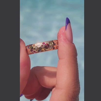 Rainbow Multi Colored Gemstone Domed Ring
