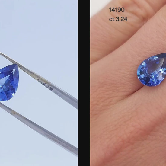 3 carat pear cut tear drop natural blue sapphire 