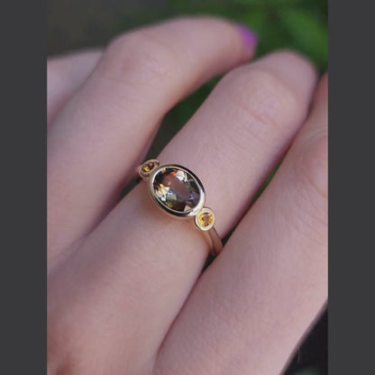 Citrine and Andalusite Gold 14k ring