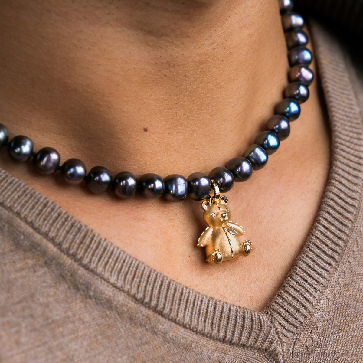 diamond ruby bear charm removable