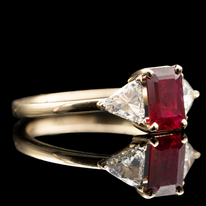 ruby and diamond ring emerald cut