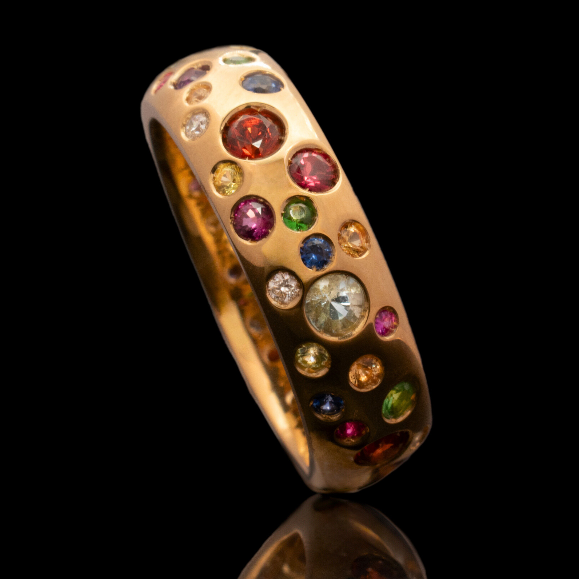 mixed gemstone domed ring