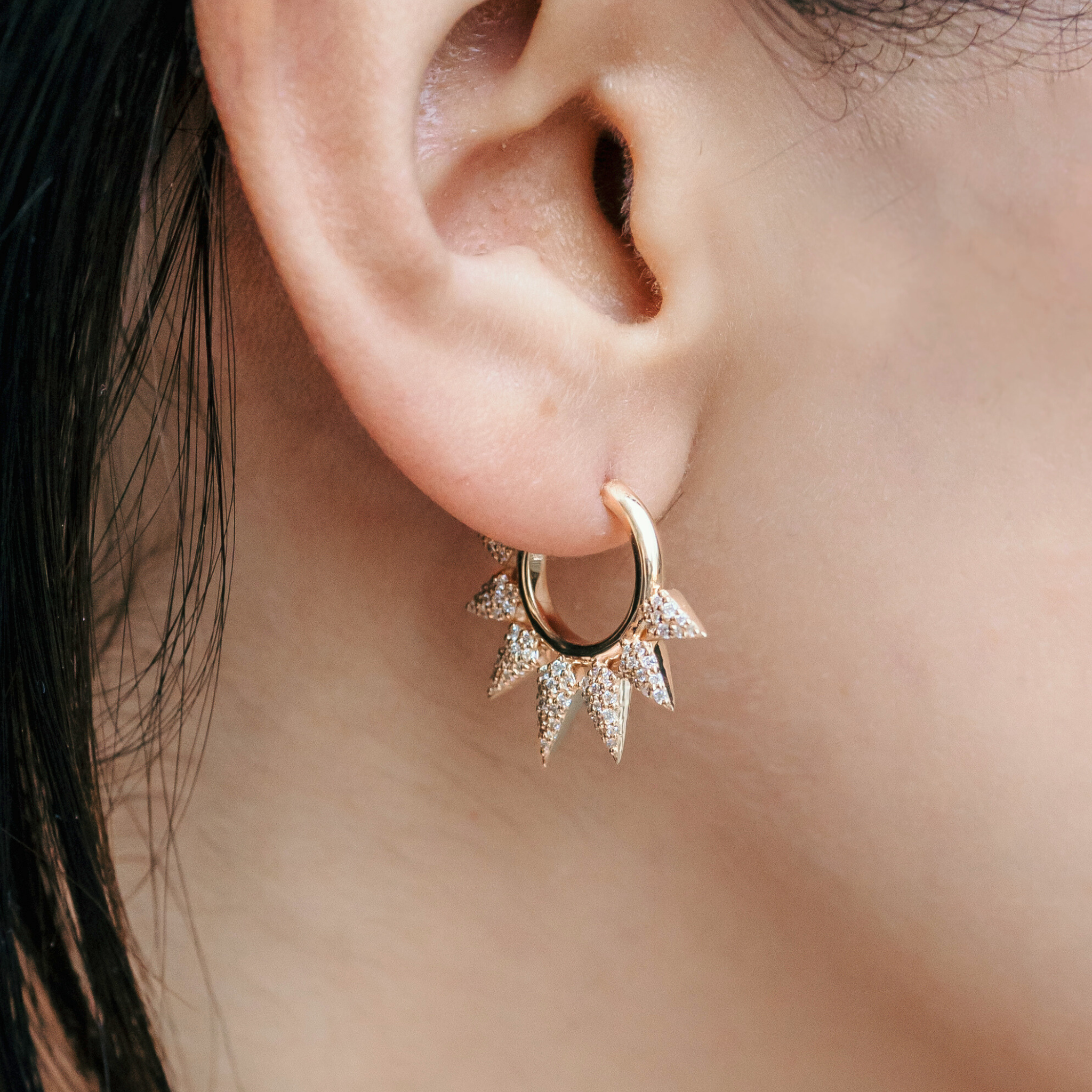 spike hoop earrings with diamond