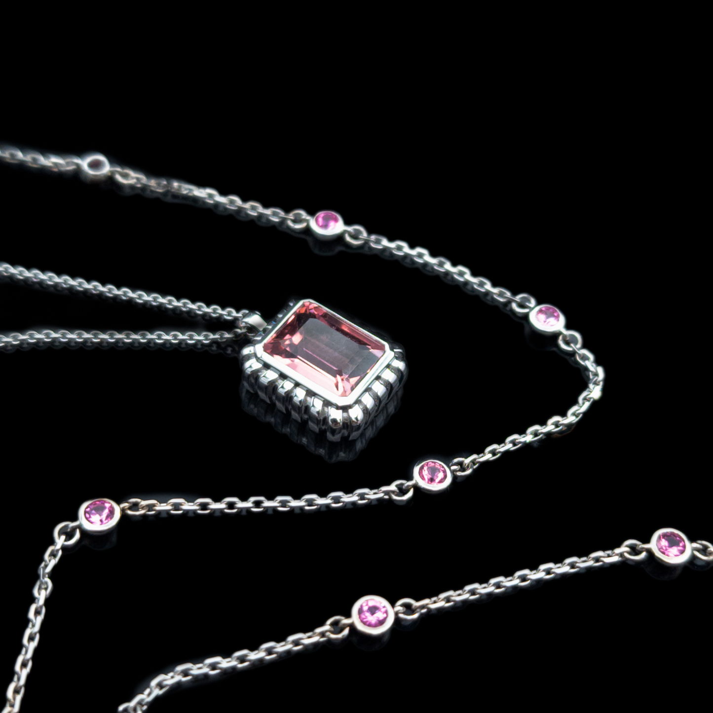 emerald cut tourmaline birthstone necklace
