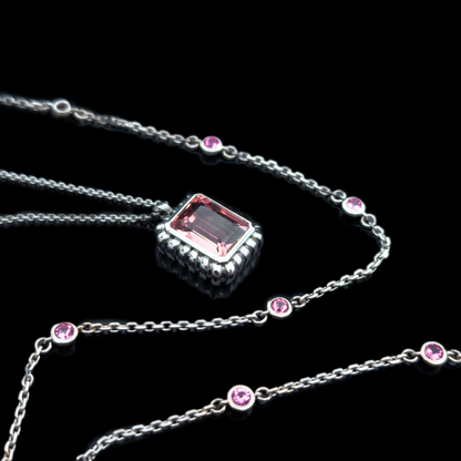 emerald cut tourmaline birthstone necklace