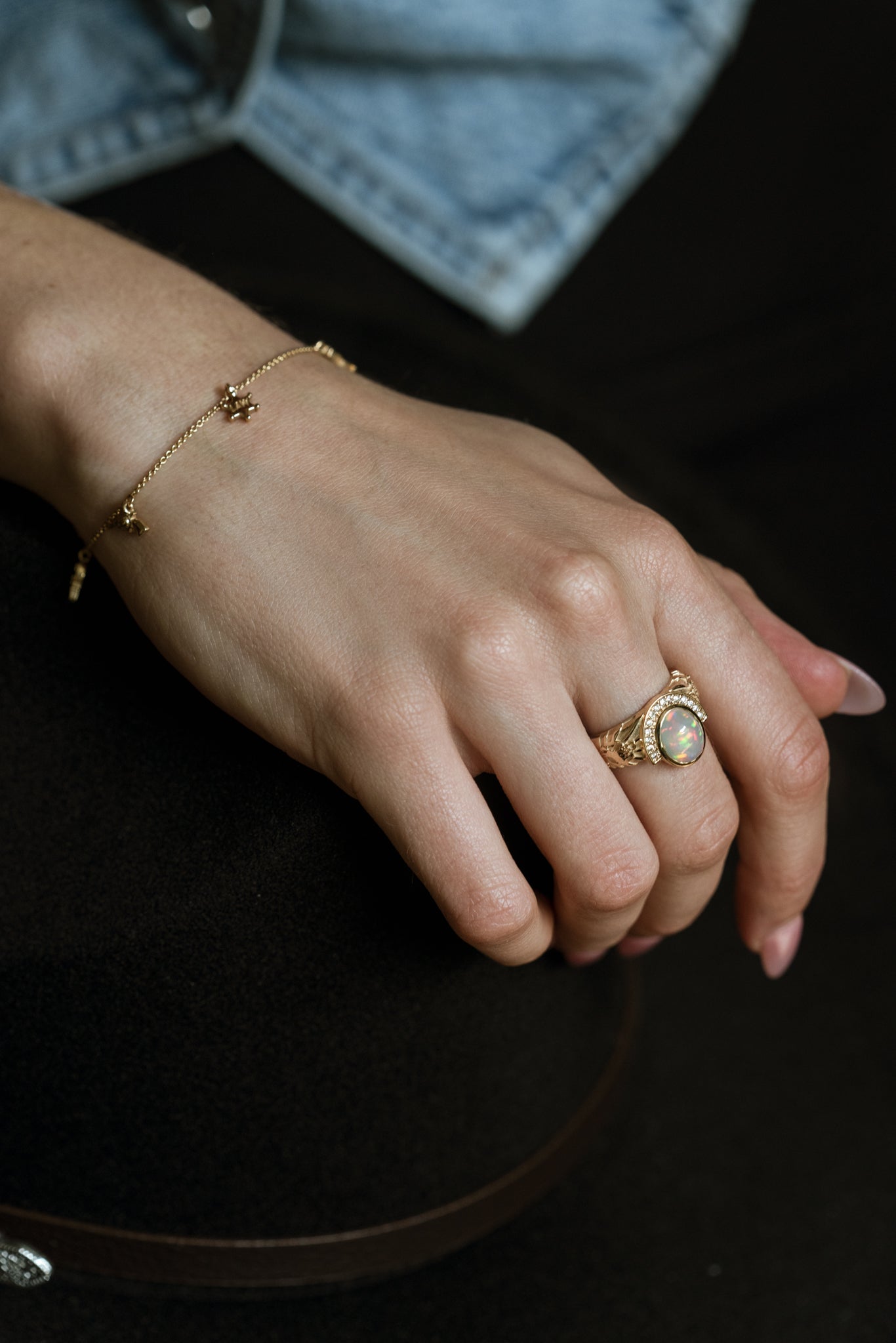 western fashion ring in gold with opal