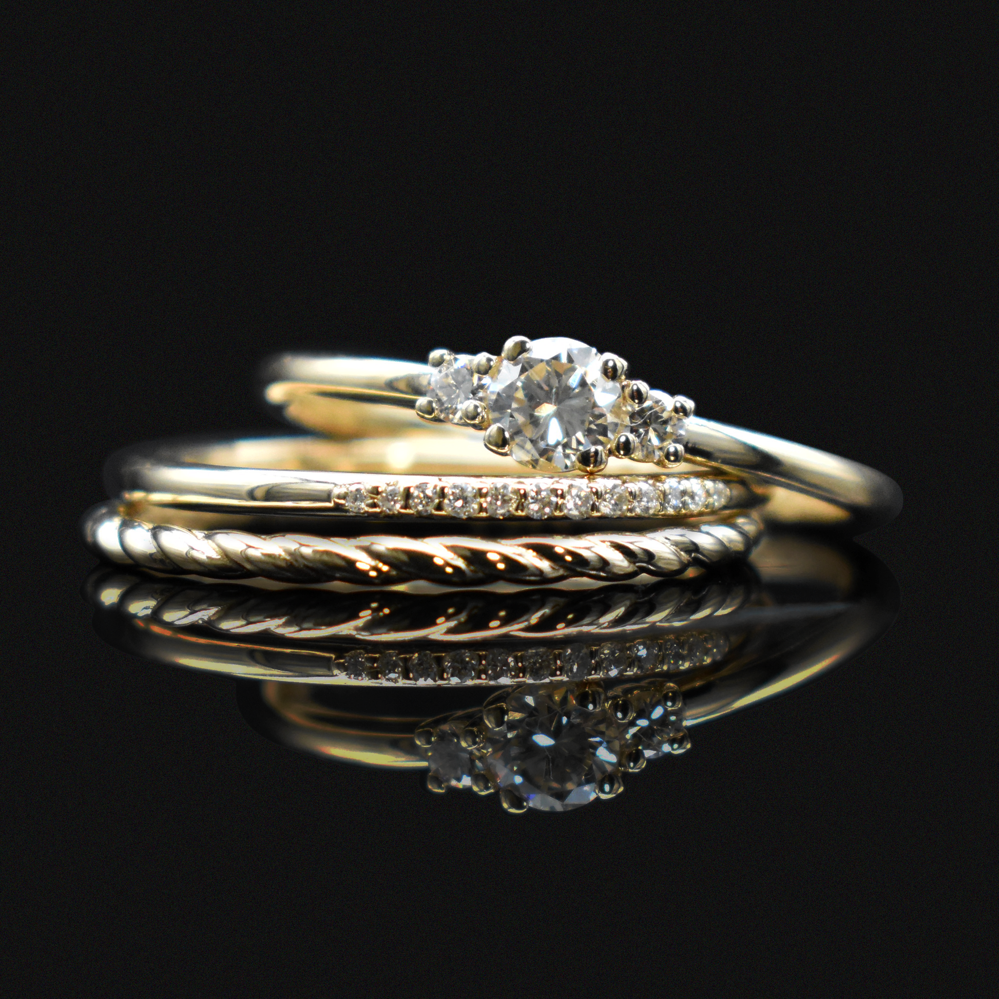 eternity ring set of 3 in diamond