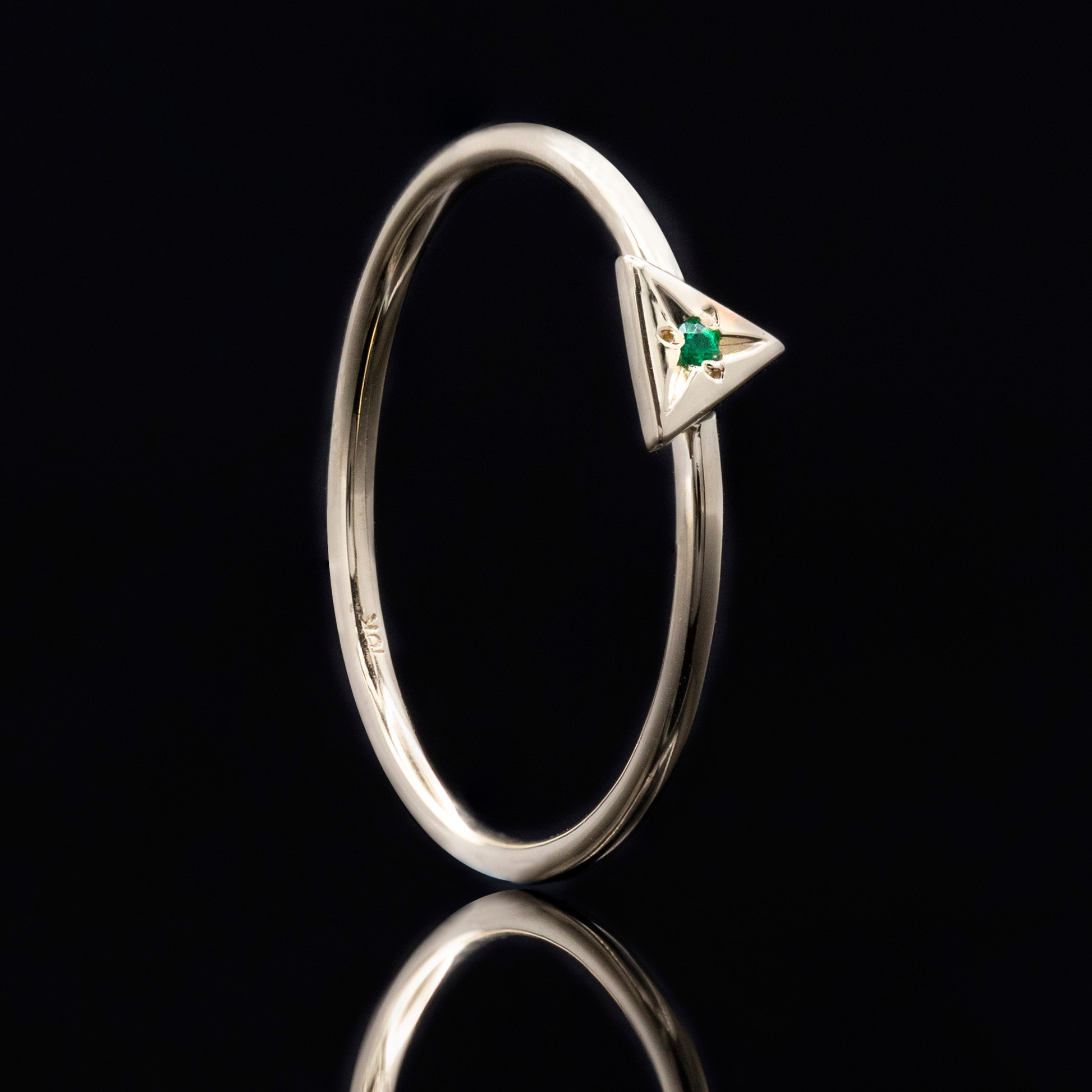 emerald triangle stacking ring gold