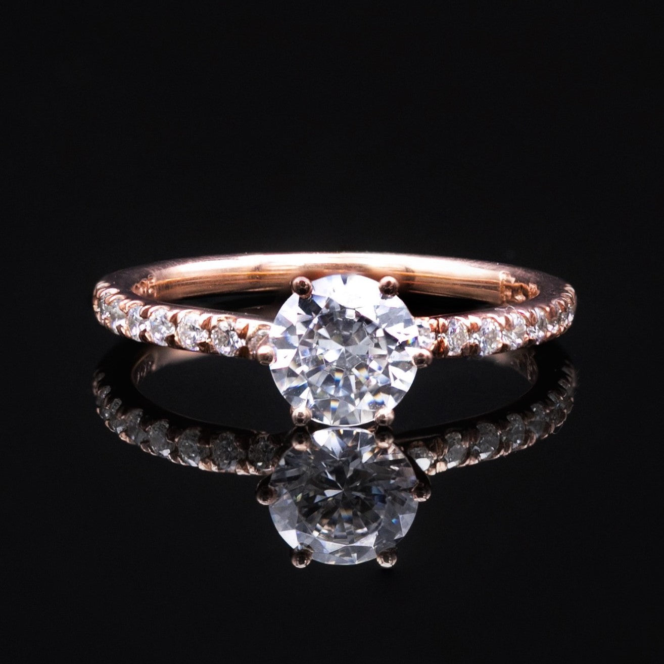 1ct diamond solitaire six prongs in rose gold
