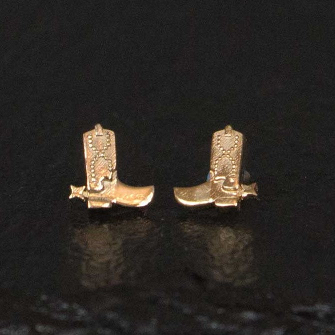 cowboy boot stud earrings in gold western