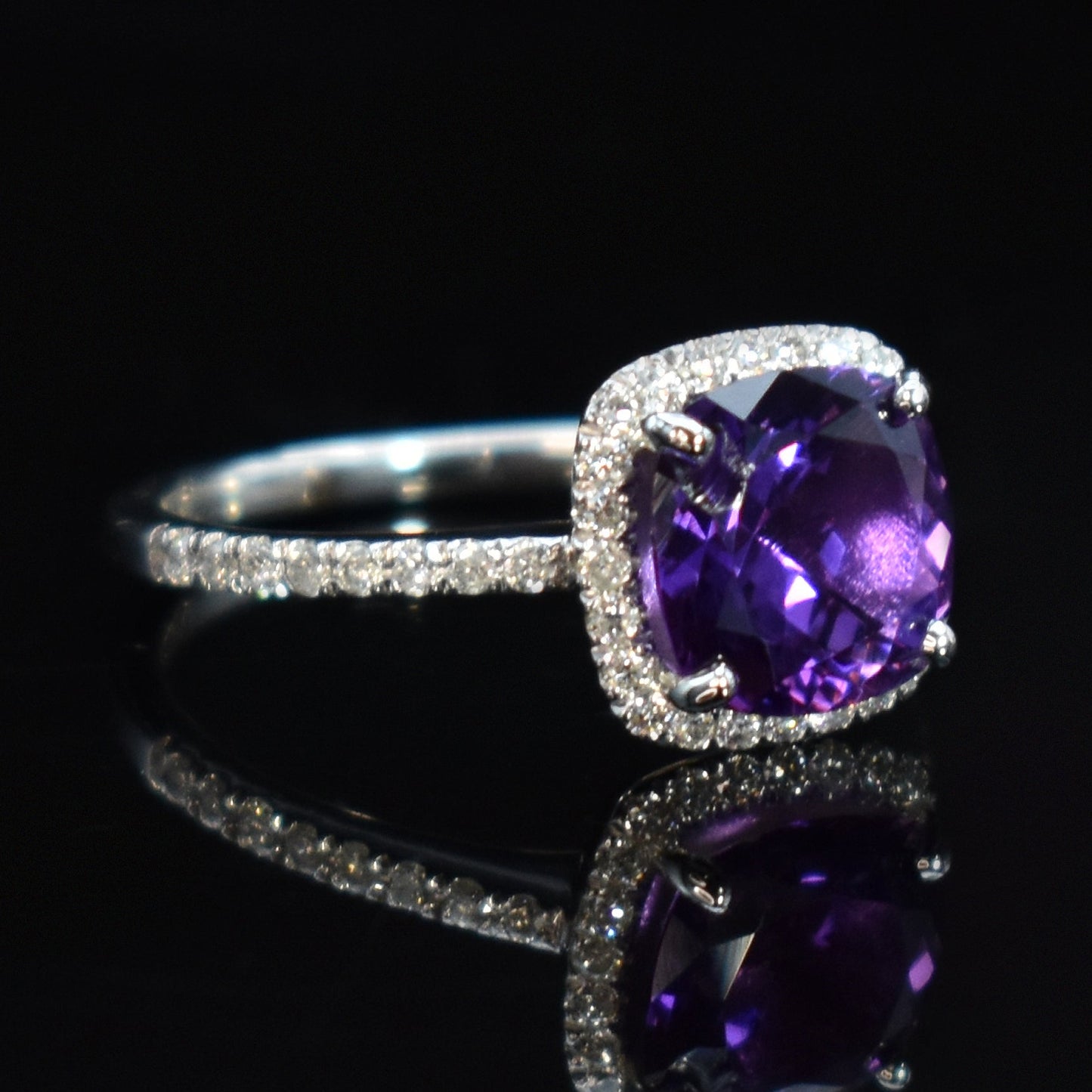 memorial ring amethyst and diamond