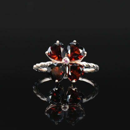 Garnet cremation ring with ashes