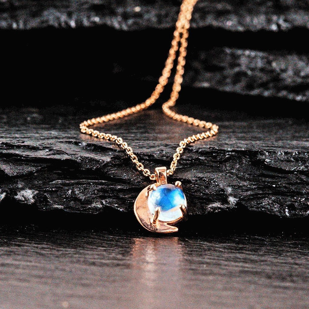 moonstone and rose gold ashes pendant