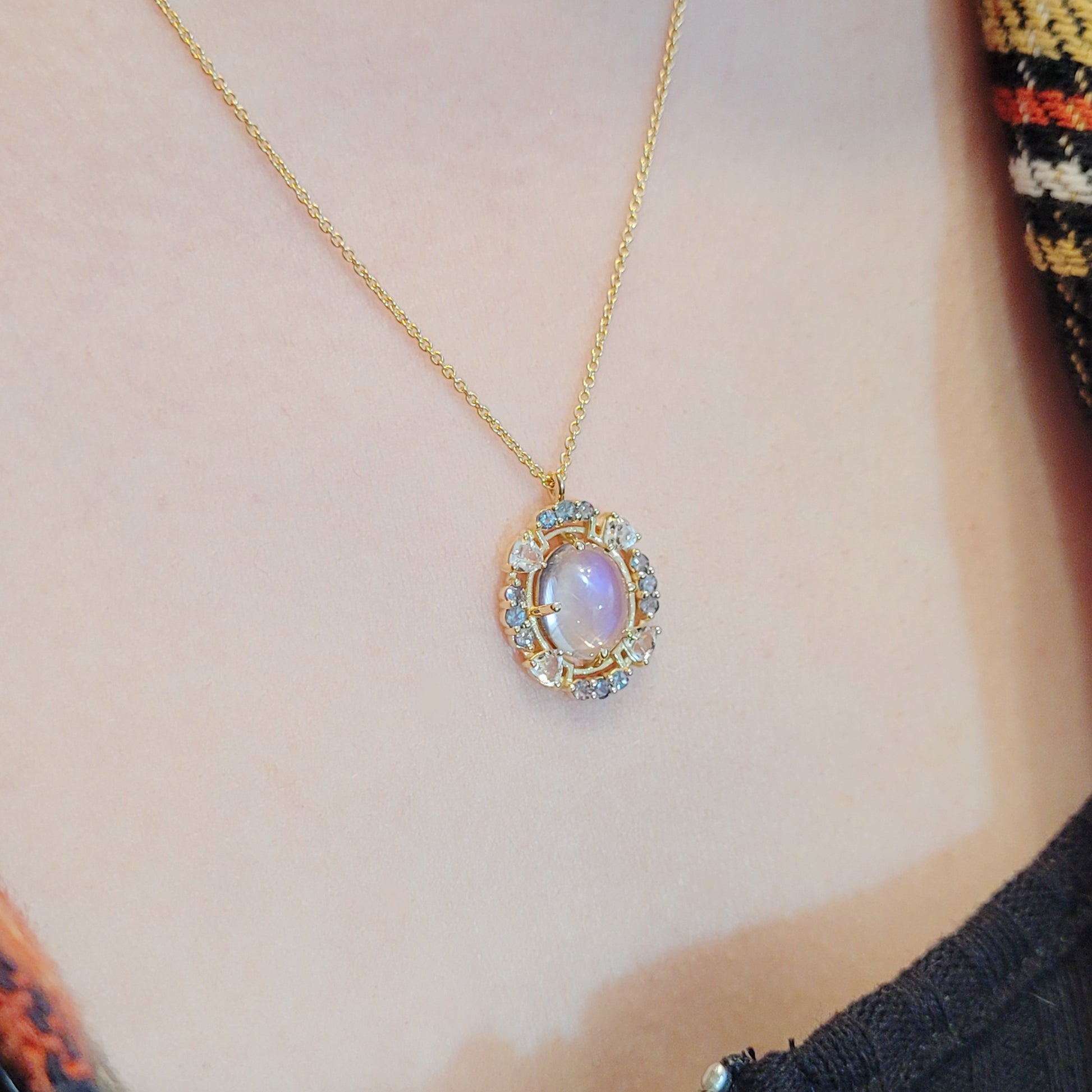 moonstone alexandrite pendant celestial jewelry custom necklace june birthstone gold gemstone birthday