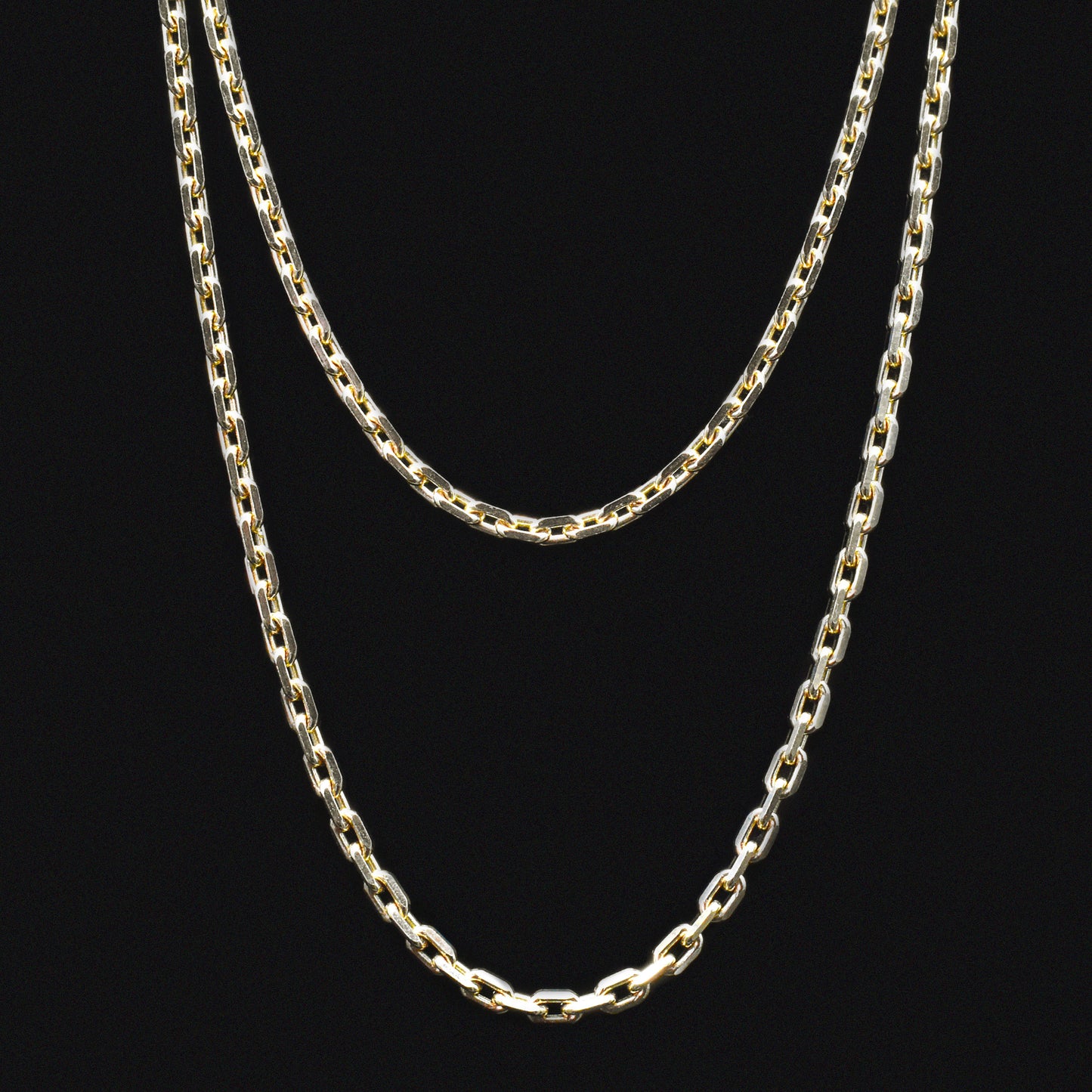 anchor chain yellow gold layered look necklace