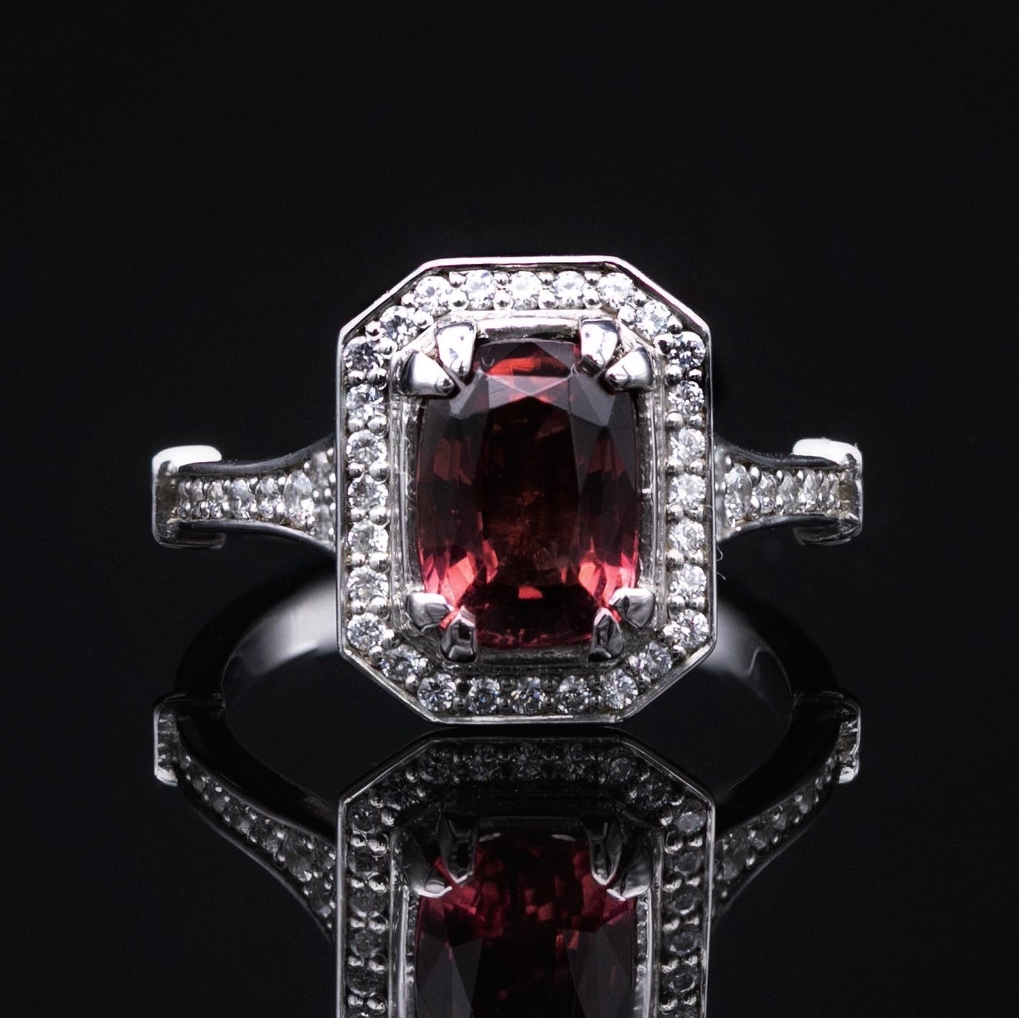 art deco engagement ring tourmaline with diamond
