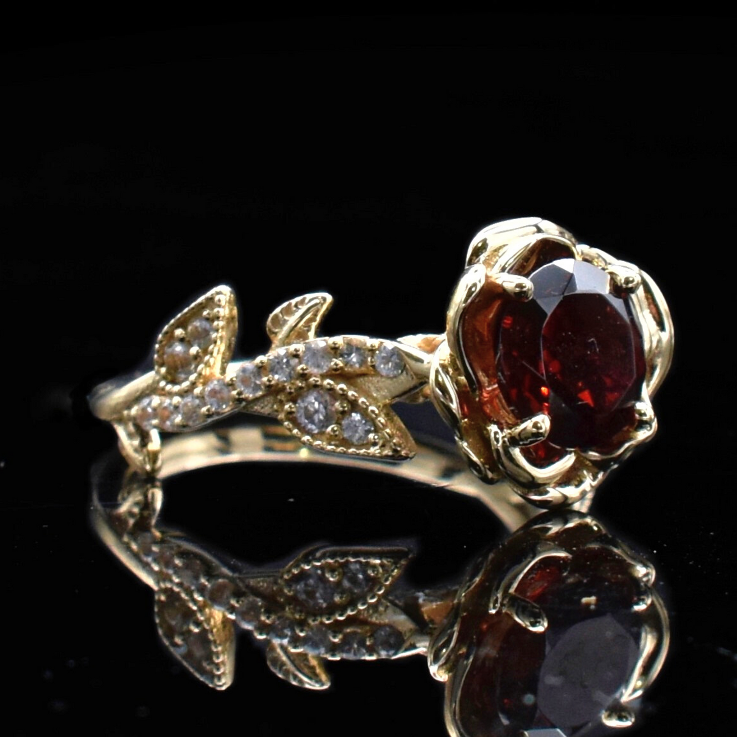 garnet rose engagement ring gold