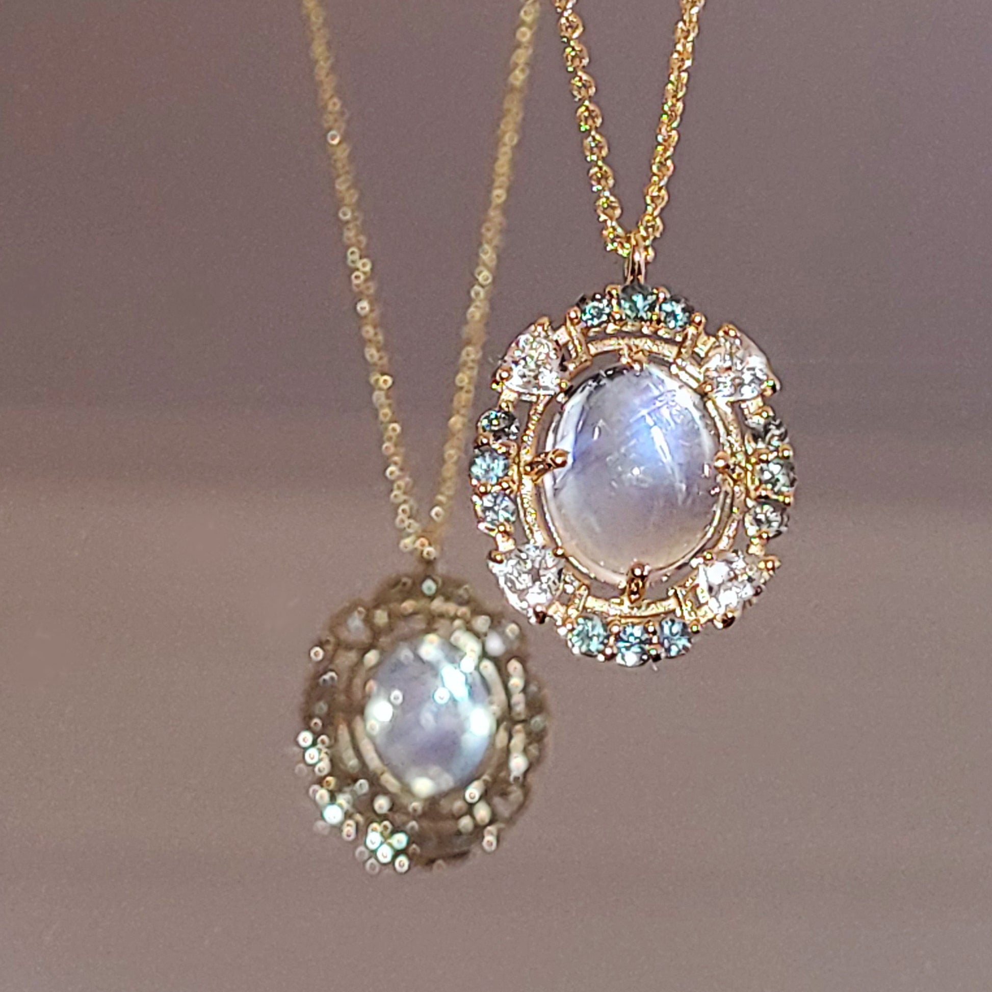 Birthstone necklace for mom, moonstone and alexandrite, the June birthstone