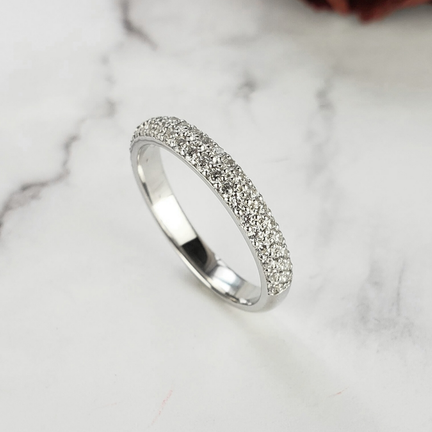 double row diamond wedding band