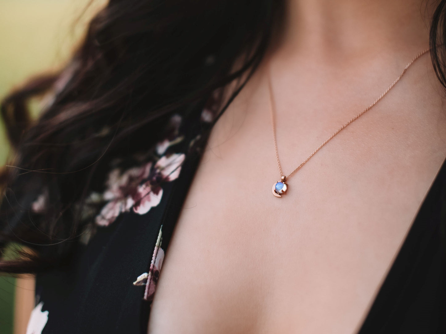 urn necklace moonstone with crescent moon 