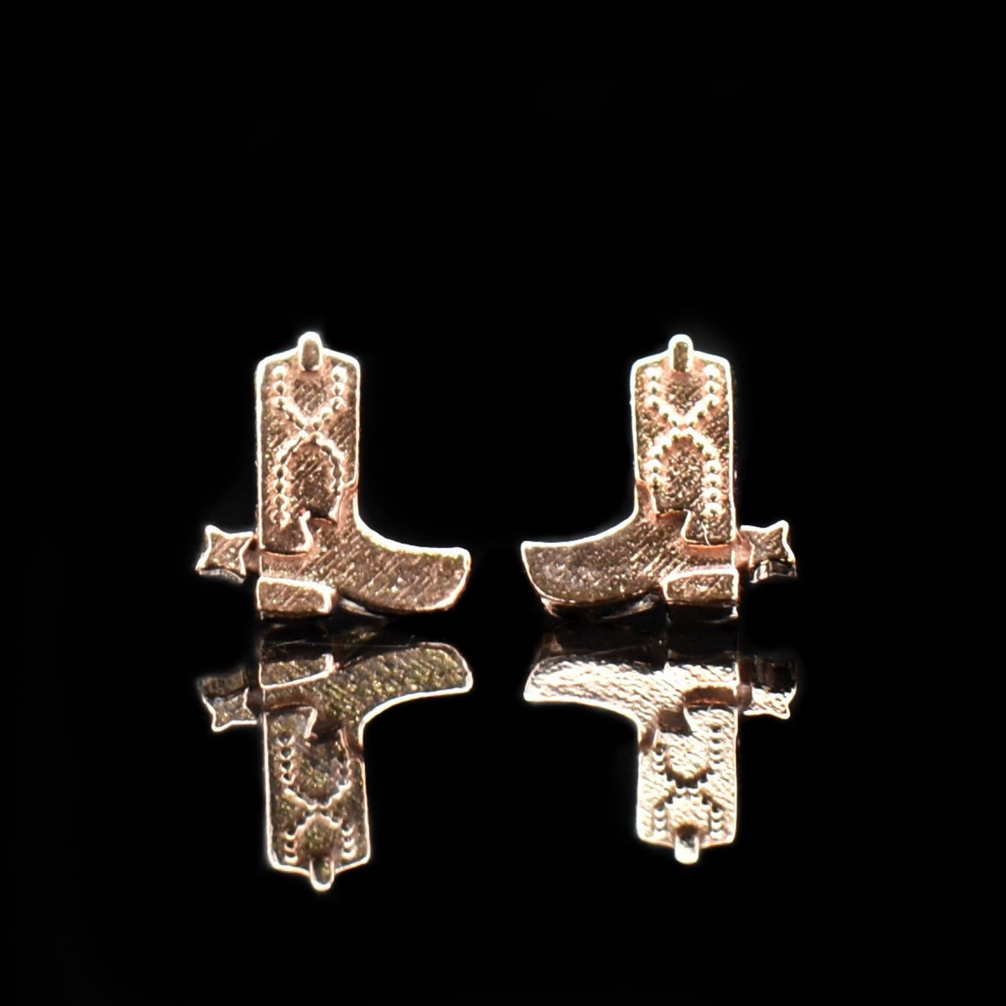 cowboy boot stud earrings gold western fashion