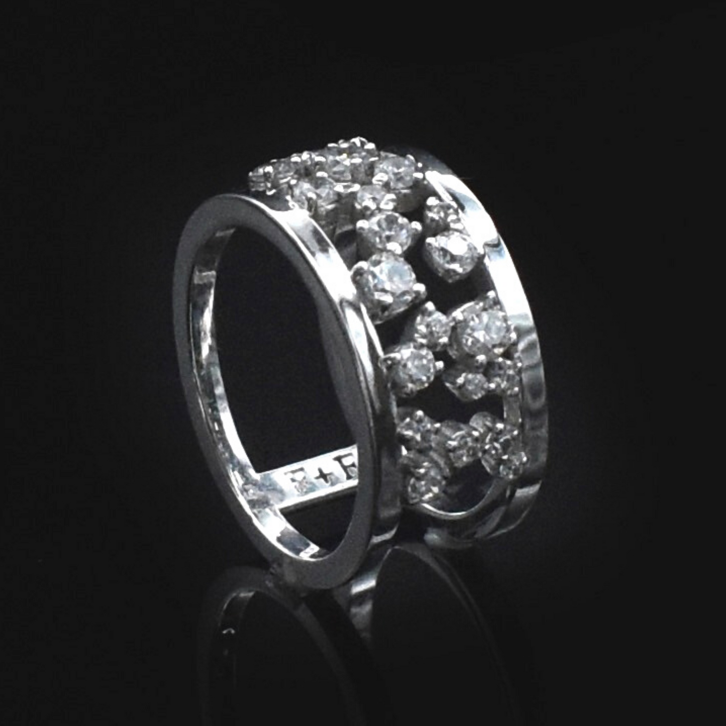 cluster diamond wedding band white gold