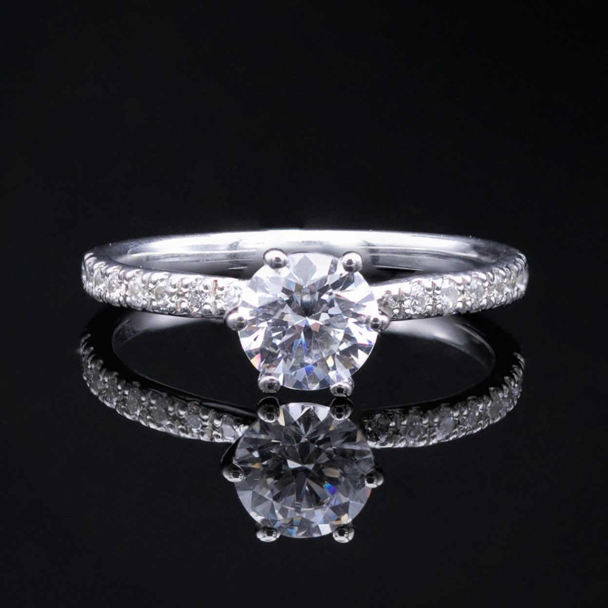 1ct diamond solitaire engagement ring diamond pave