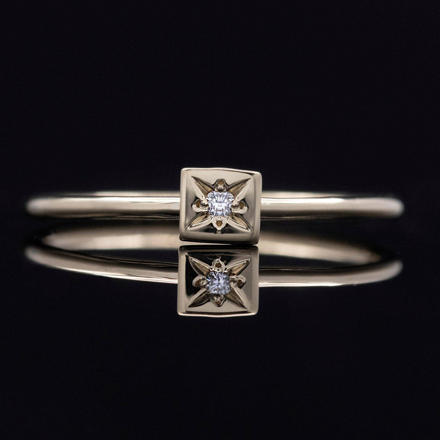 diamond square stacking ring in gold