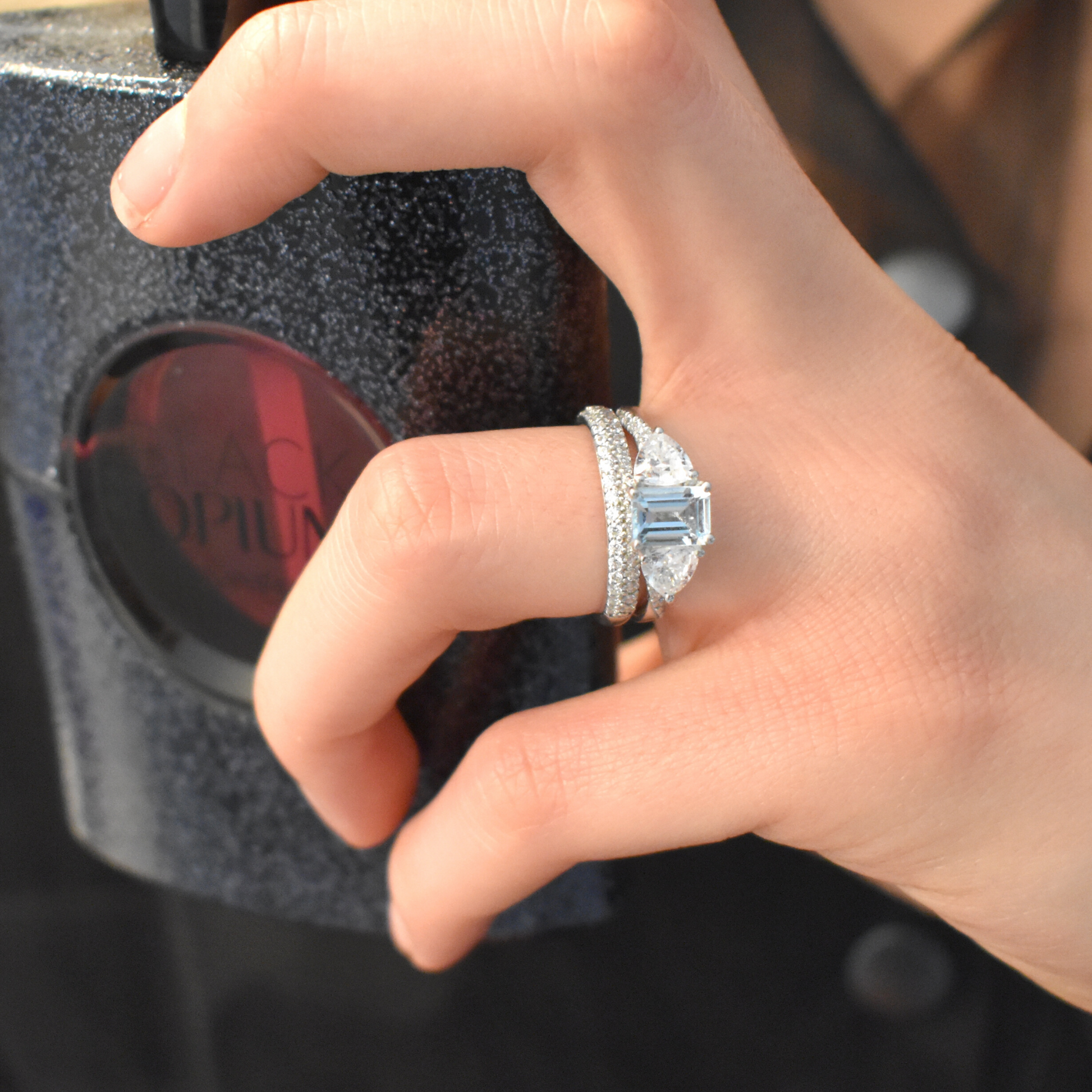 aquamarine engagement ring with diamond 