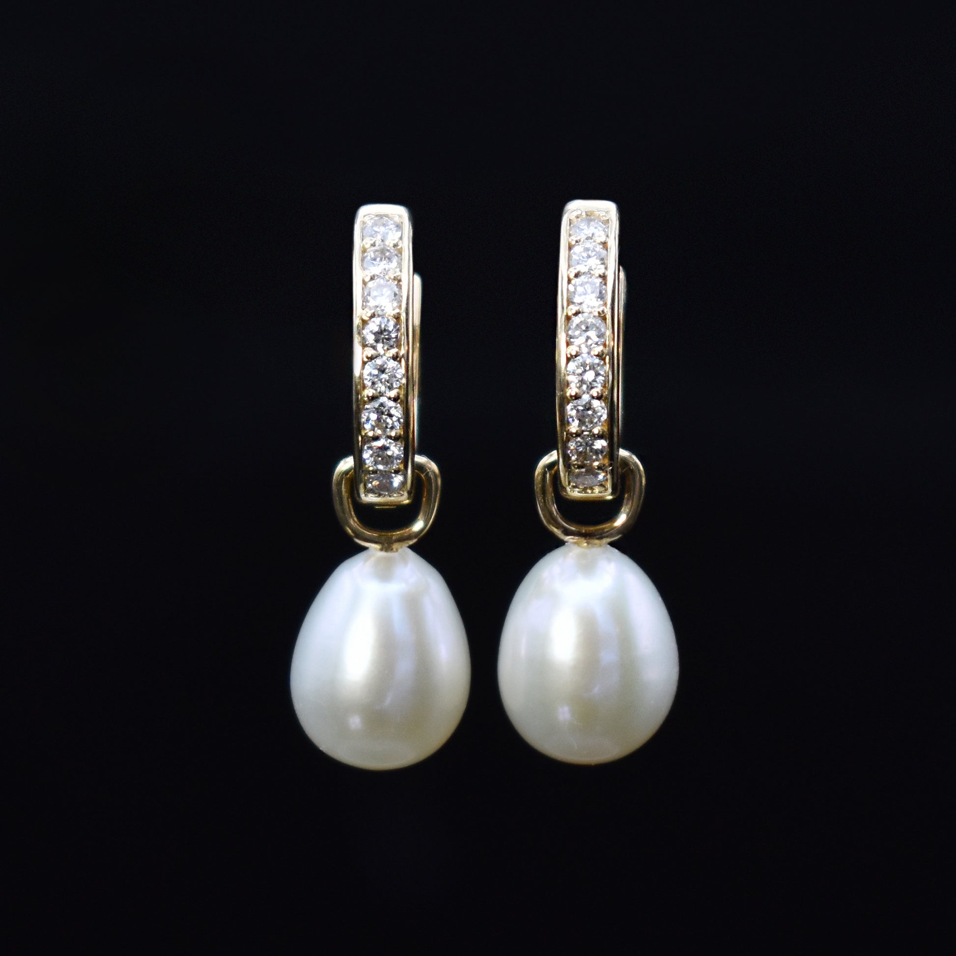 diamond earrings with fresh water pearls