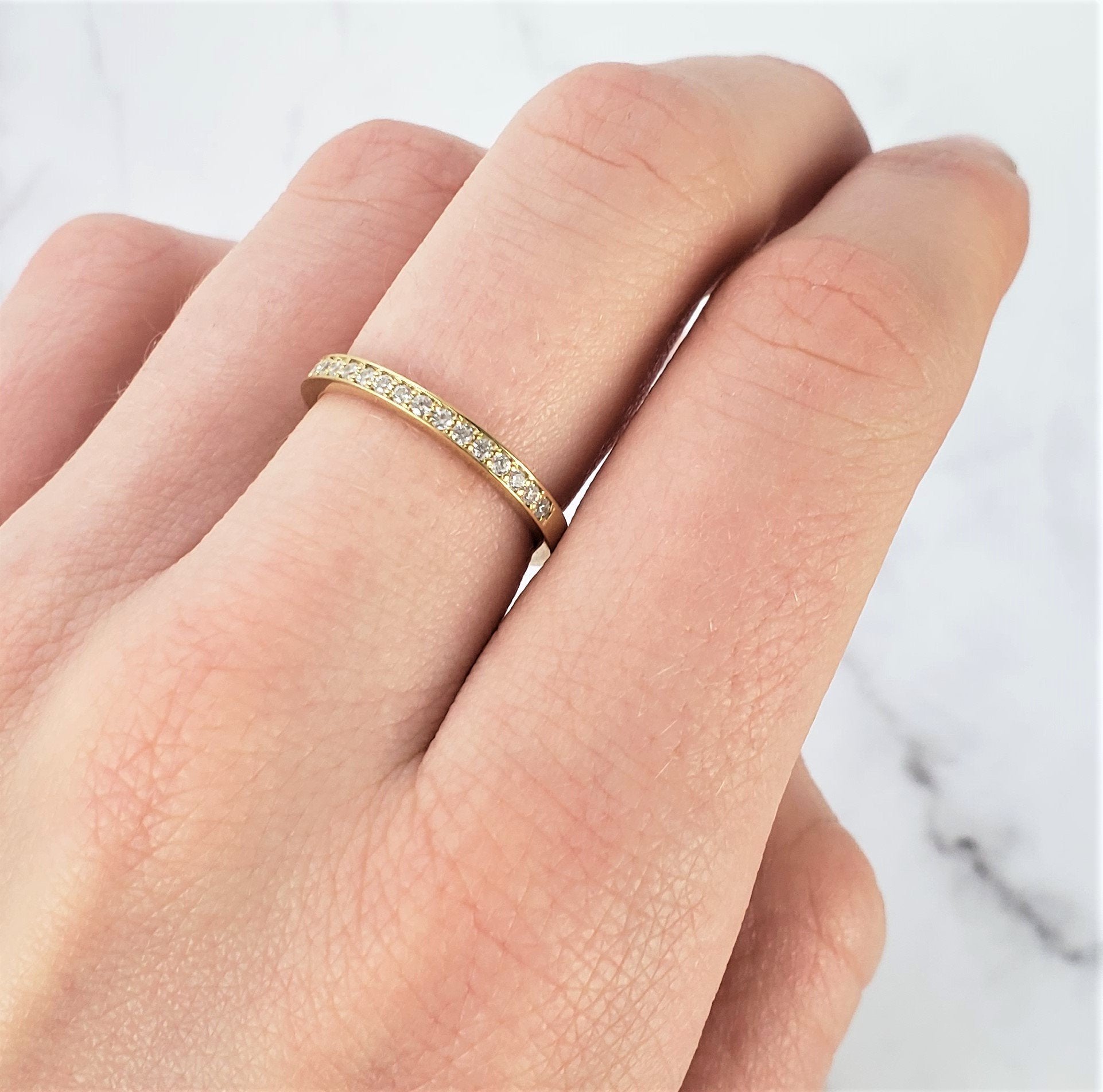 wedding band with diamonds channel setting