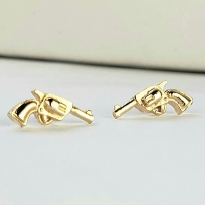 cowboy gold gun earrings western style
