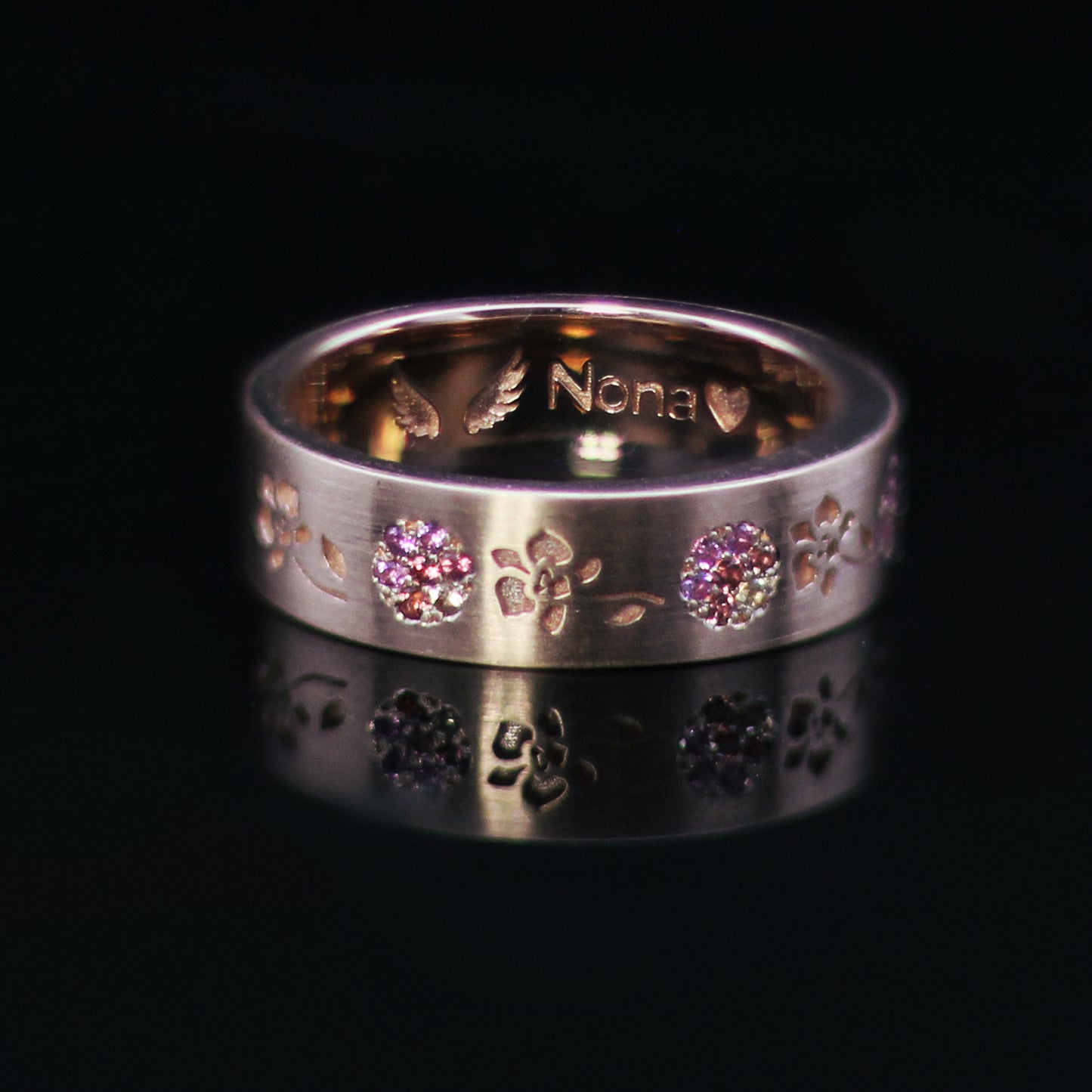 Cremation Ring With Ashes- Floral Gold Band