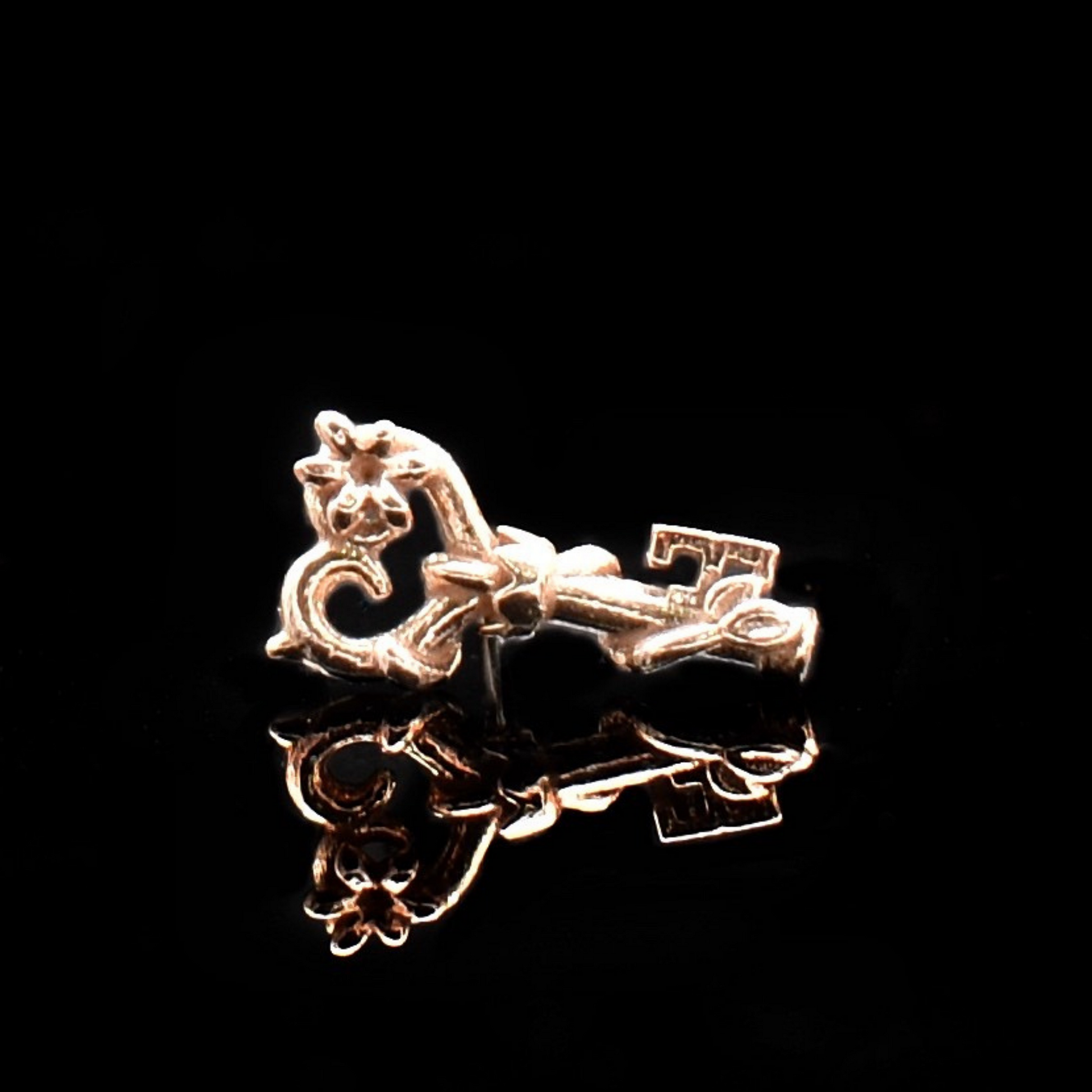 mini key stud earring for helix in gold