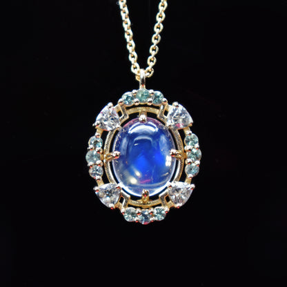celestial moonstone and alexandrite necklace, the June birthstones 
