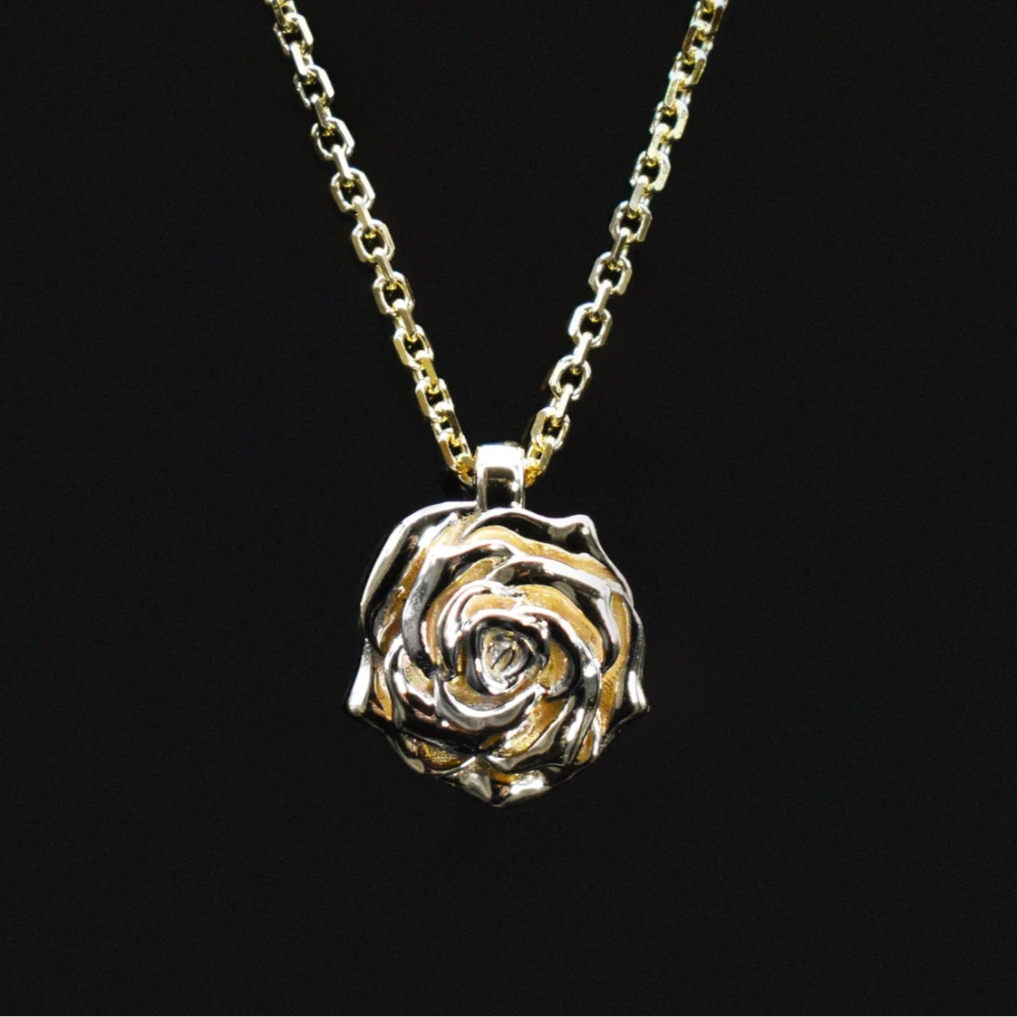 rose pendant gold yellow 14k necklace chain mini small minimal