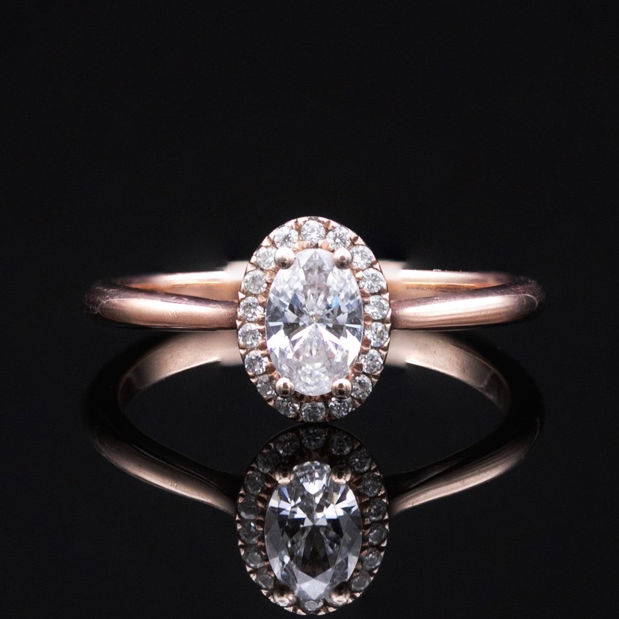 oval halo engagement ring diamond rose gold