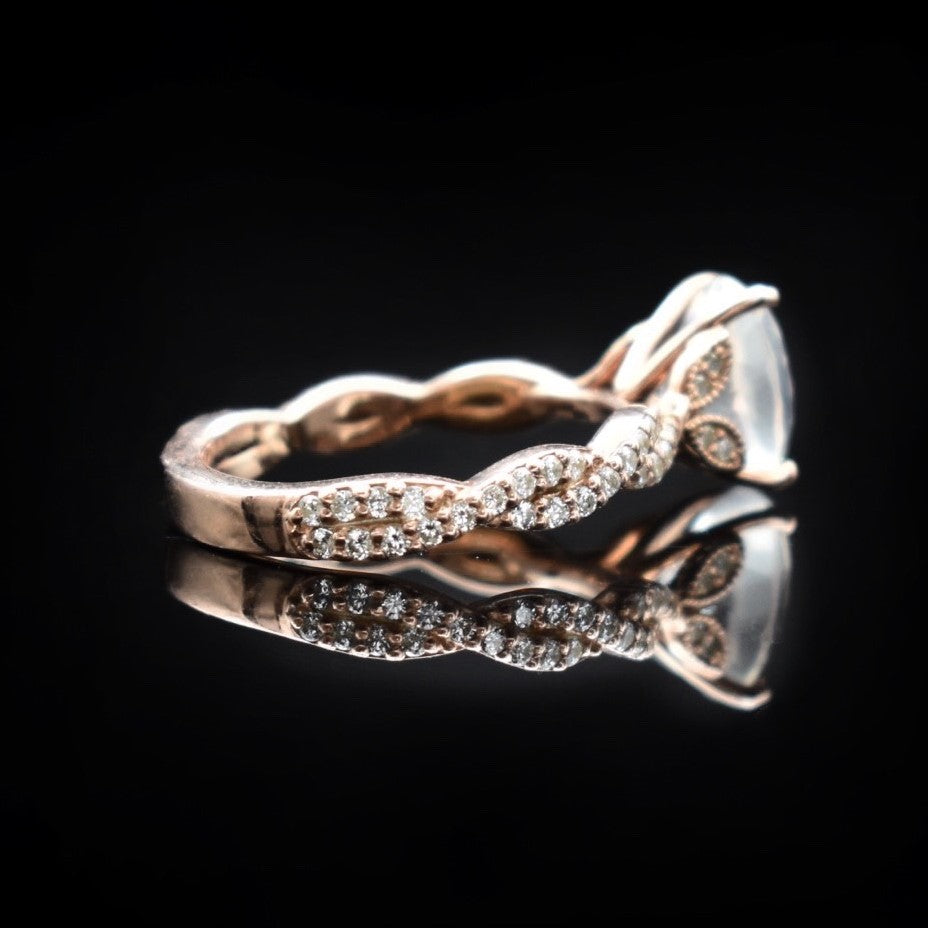 rose gold white sapphire vintage engagement ring oval